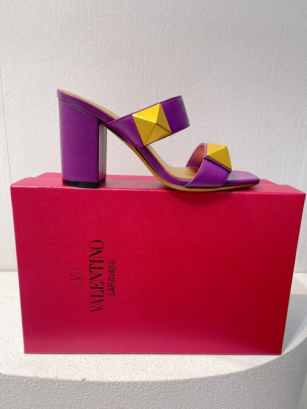 VT One Stud Leather Sandals Purple Cowhide 292891