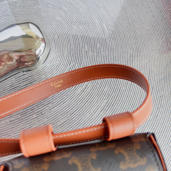 CL BELT MONOGRAM BROWN BAG TRIOMPHE 25 MM BELT TRIOMPHE ORANGE CALFSKIN