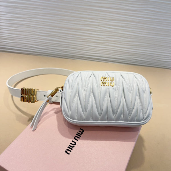 cintura miu bianca 20mm con pochette trapuntata
