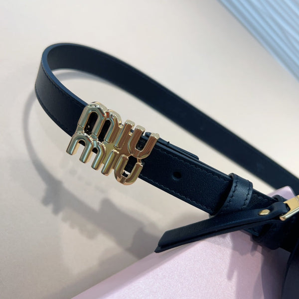 cintura nera miu 20mm con pochette trapuntata