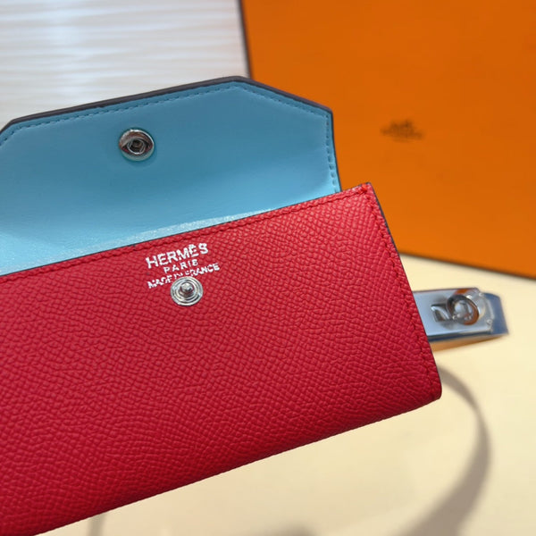 HM KELLY CHERRY RED POCKET 18MM BELT NAVY BLUE LEATHER GOLD HARDWARE