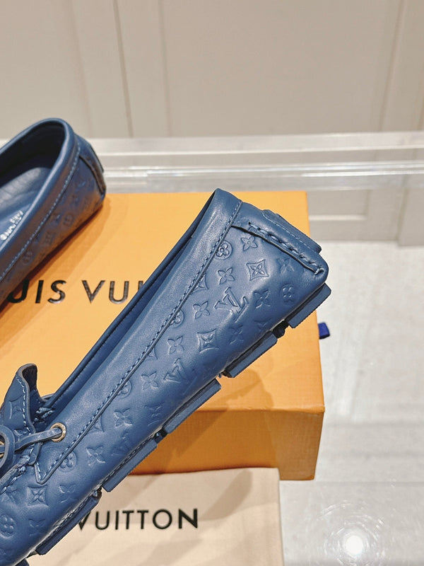 LV Gloria Loafer Blue Embossed Calfskin 480738