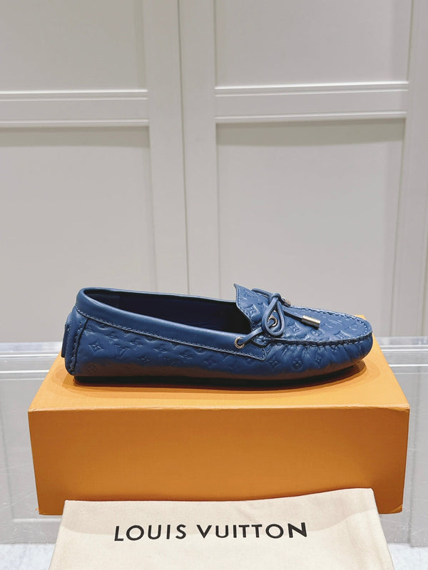 LV Gloria Loafer Blue Embossed Calfskin 480738
