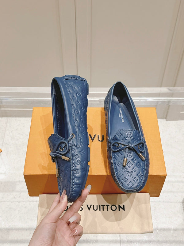 LV Gloria Loafer Blue Embossed Calfskin 480738