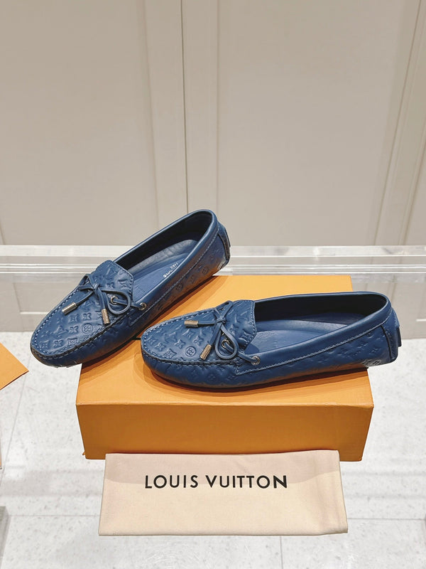 LV Gloria Loafer Blue Embossed Calfskin 480738