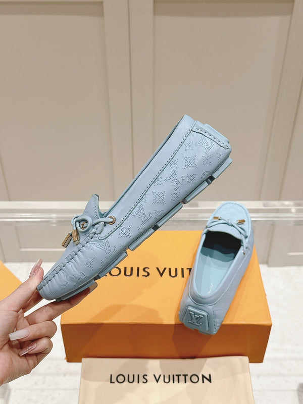 LV Gloria Loafer Light Blue Perforated Calfskin 480732