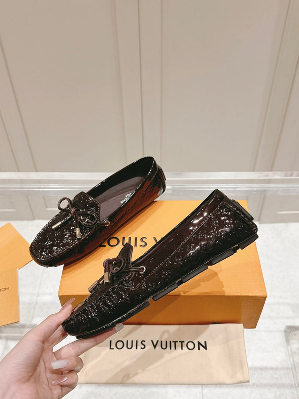 LV Gloria Loafer Dark Burgundy Embossed Patent Calfskin 480736