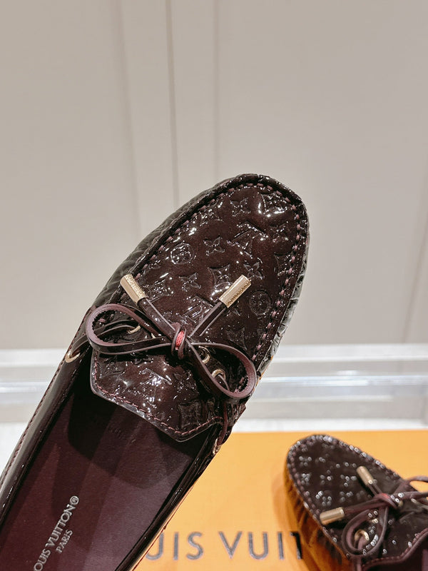 LV Gloria Loafer Dark Burgundy Embossed Patent Calfskin 480736