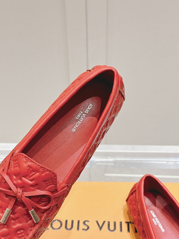 LV Gloria Loafer Red Embossed Calfskin 480741