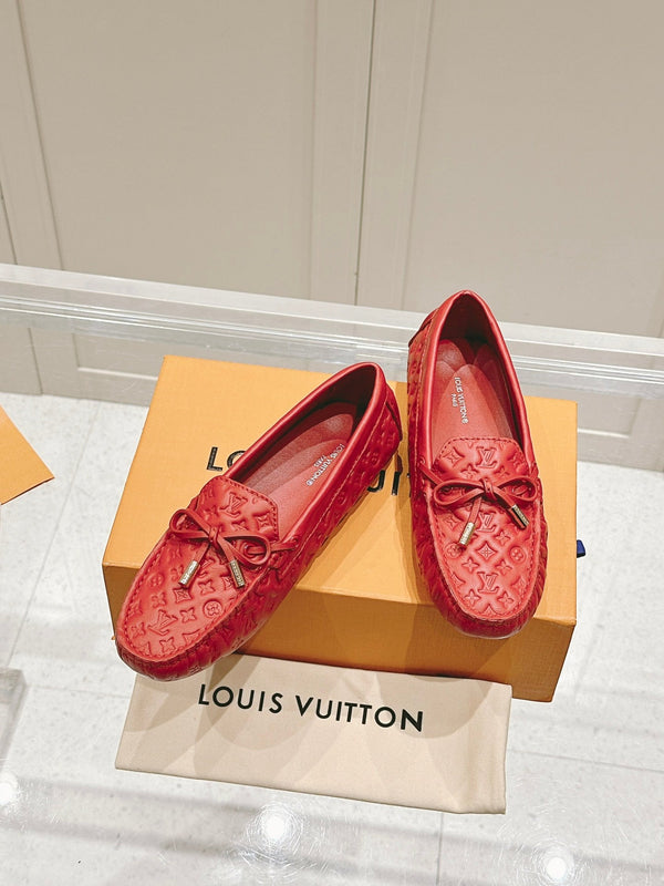 LV Gloria Loafer Red Embossed Calfskin 480741