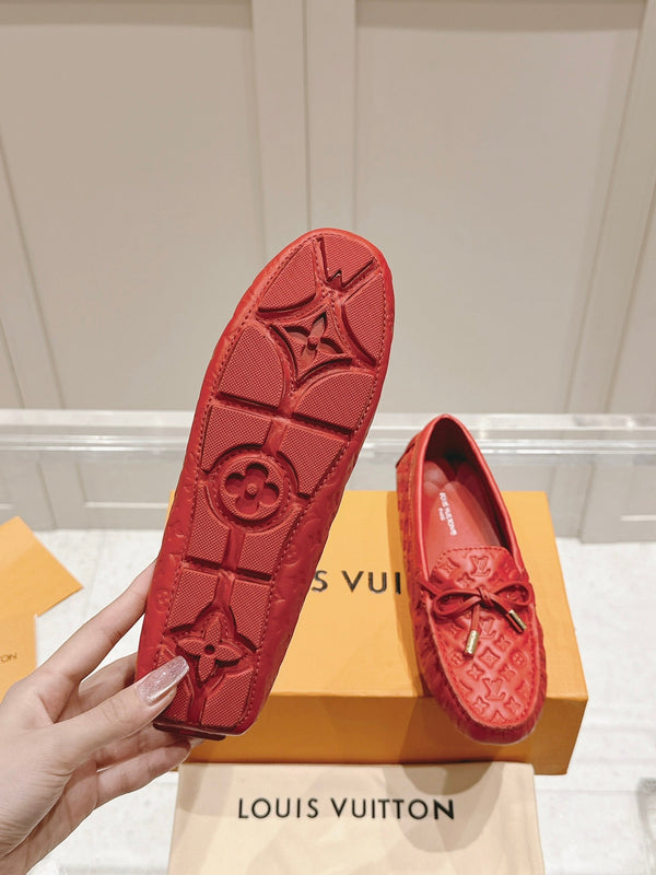 LV Gloria Loafer Red Embossed Calfskin 480741