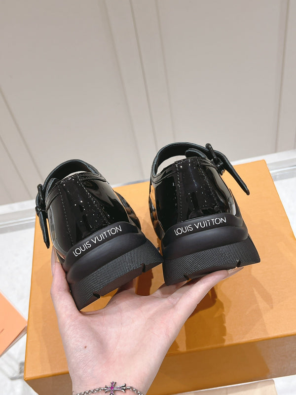 LV Ruby Flat Mary Jane Loafer Black Patent Leather 480769