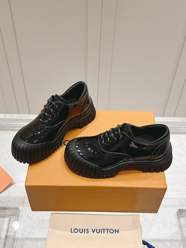 LV Ruby Flat Derby Sneaker Black Patent Leather 480787