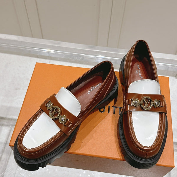 LV District Flat Loafer Brown White Calfskin 480792