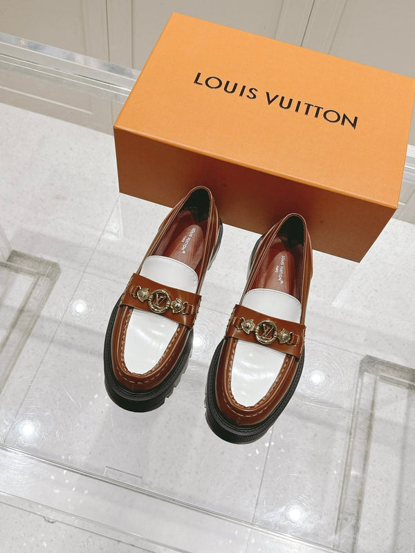 LV District Flat Loafer Brown White Calfskin 480792