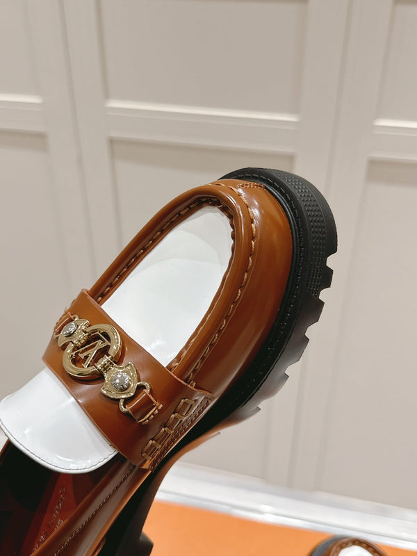 LV District Flat Loafer Brown White Calfskin 480792