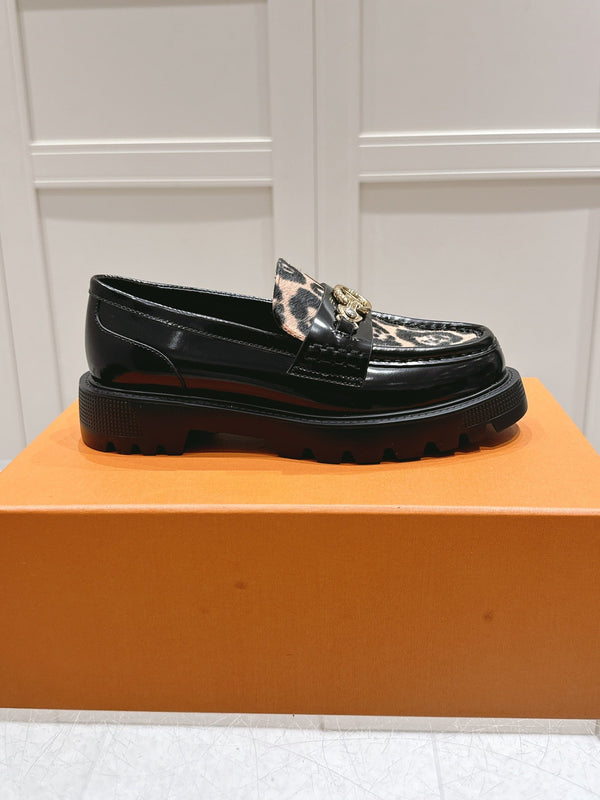 LV District Flat Loafer Black Hairy Calf Leather 480793