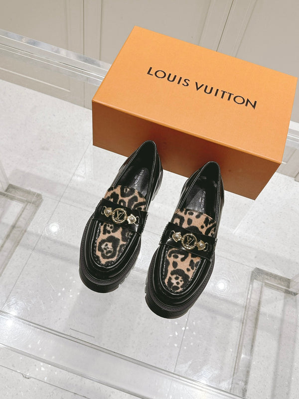 LV District Flat Loafer Black Hairy Calf Leather 480793