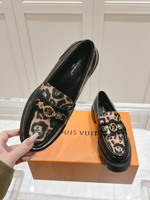 LV District Flat Loafer Black Hairy Calf Leather 480793