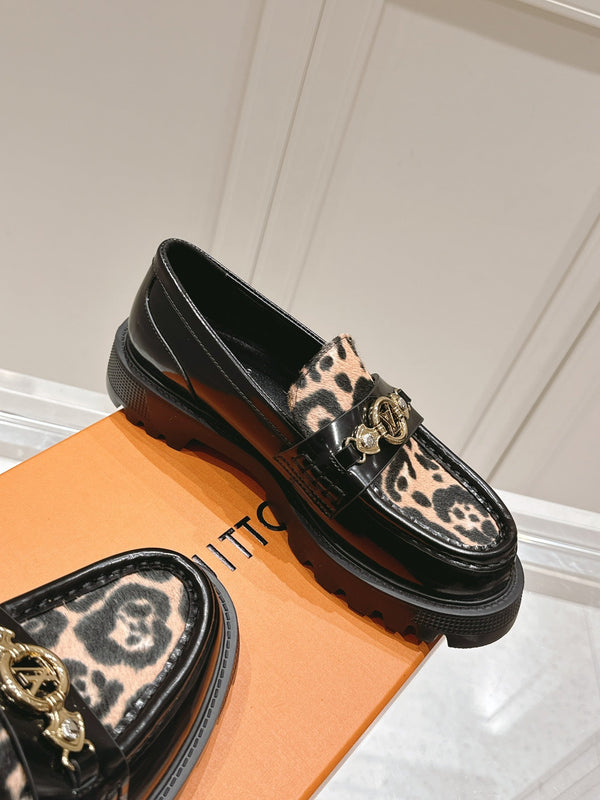 LV District Flat Loafer Black Hairy Calf Leather 480793