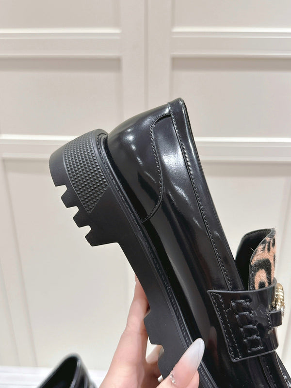 LV District Flat Loafer Black Hairy Calf Leather 480793