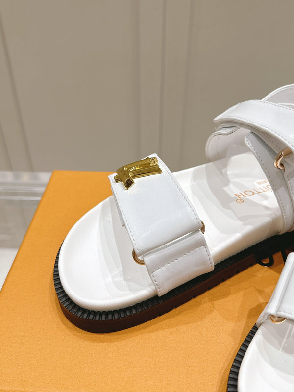 LV Sunset Flat Comfort Sandal White Calfskin 480782