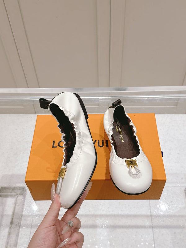 LV 25PF Nolita Flat Ballerina White Sheepskin