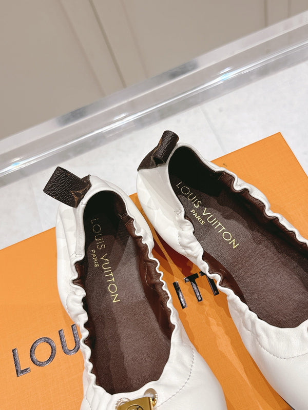 LV 25PF Nolita Flat Ballerina White Sheepskin