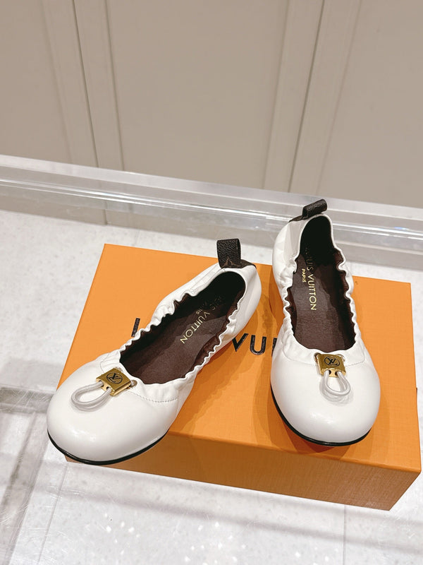 LV 25PF Nolita Flat Ballerina White Sheepskin