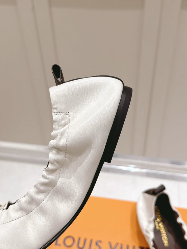 LV 25PF Nolita Flat Ballerina White Sheepskin