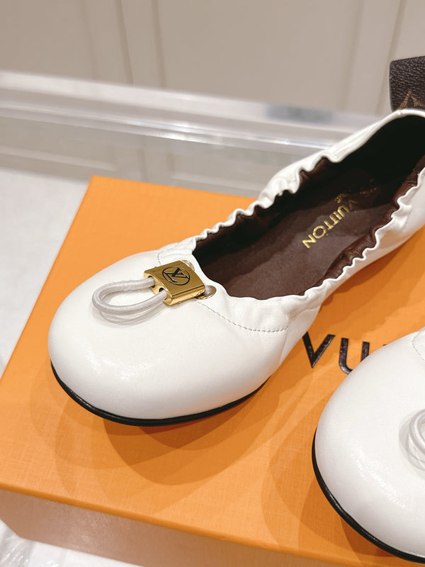 LV 25PF Nolita Flat Ballerina White Sheepskin