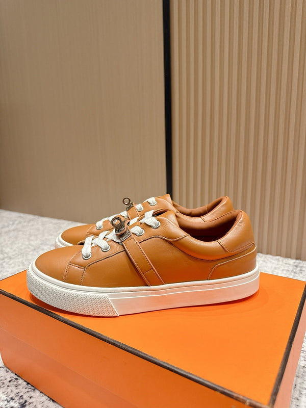 HM Casual Sneakers Sliver Buckle Brown Leather