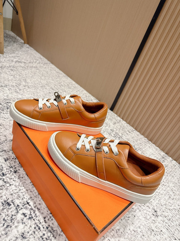 HM Casual Sneakers Sliver Buckle Brown Leather