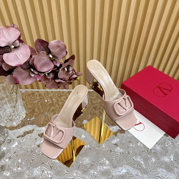 SANDALI APERTI VLOGO SIGNATURE HIGH SHINE 60 MM IN PELLE DI VITELLO ROSA CREPE