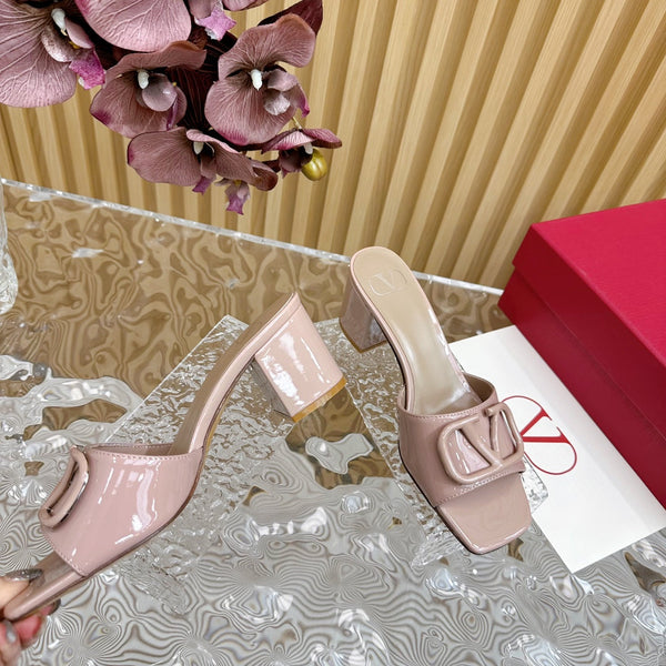 SANDALI APERTI VLOGO SIGNATURE HIGH SHINE 60 MM IN PELLE DI VITELLO ROSA CREPE