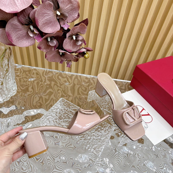 SANDALI APERTI VLOGO SIGNATURE HIGH SHINE 60 MM IN PELLE DI VITELLO ROSA CREPE