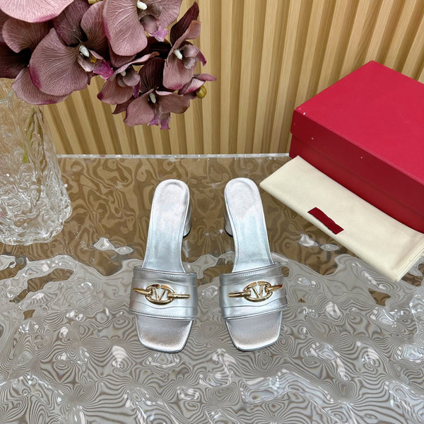 Sandalo con tacco alto 70 The Bold Edition Vlogo, punta quadrata, argento