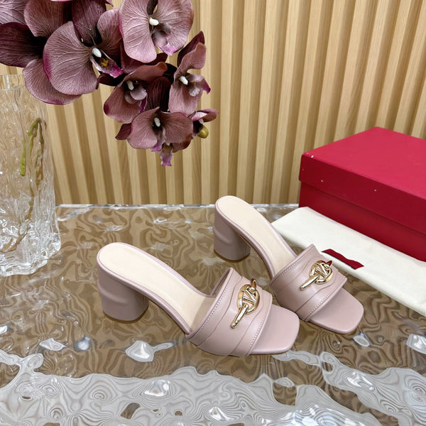 High Heel 70 Mule Sandal The Bold Edition Vlogo Square Toe Rose Cannelle