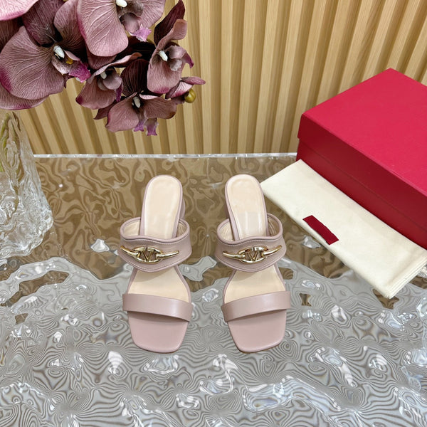 Sandalo con tacco alto 70 The Bold Edition Vlogo con punta quadrata, rosa cannella