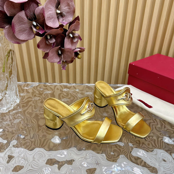 High Heel 70 Sandal The Bold Edition Vlogo Square Toe Gold