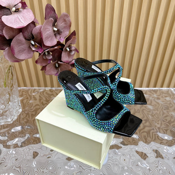 Jimmy Anise 105mm in pelle di agnello con borchie di perle verde scuro 581534