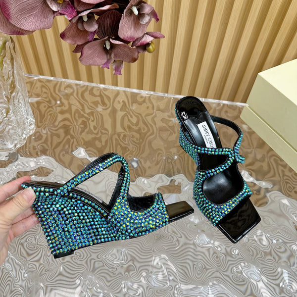 Jimmy Anise 105mm in pelle di agnello con borchie di perle verde scuro 581534