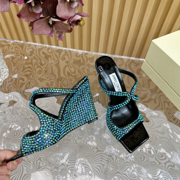 Jimmy Anise 105mm in pelle di agnello con borchie di perle verde scuro 581534