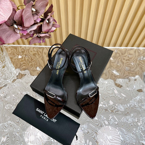 KITTY SANDALS 70 IN BLACK MAROON SHINY LEATHER