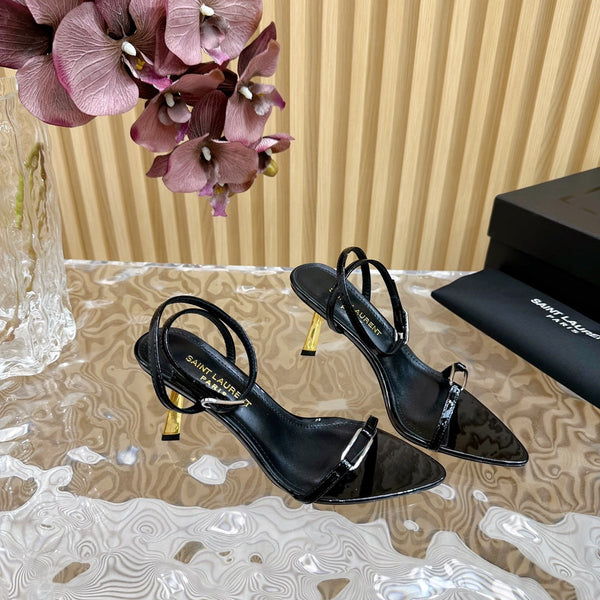 KITTY SANDALS 70 IN BLACK SHINY LEATHER