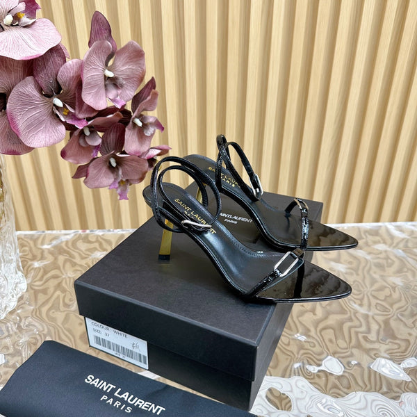 KITTY SANDALS 70 IN BLACK SHINY LEATHER