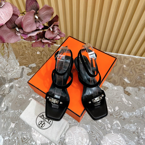 hm iveresse sandal 65 black suede calfskin