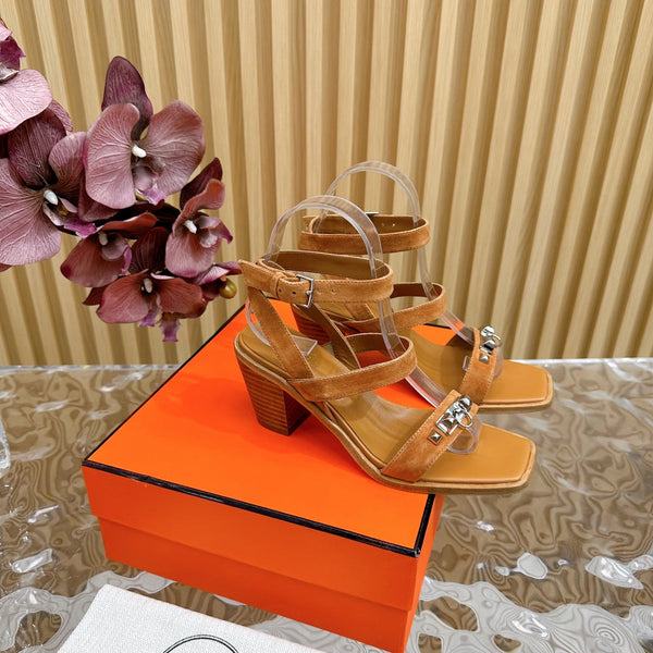 sandalo hm iveresse 65 in pelle di vitello scamosciata marrone oro