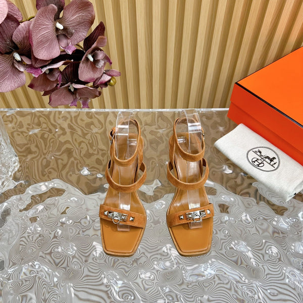 sandalo hm iveresse 65 in pelle di vitello scamosciata marrone oro