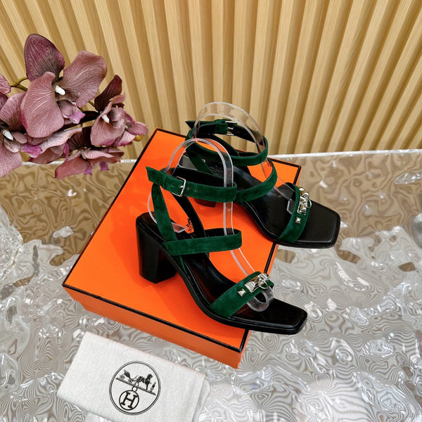 hm iveresse sandal 65 dark green suede calfskin black calfskin